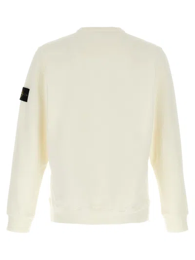Stone Island Ivory Ribbed Knit Sweater With Crew Neckline In Multi