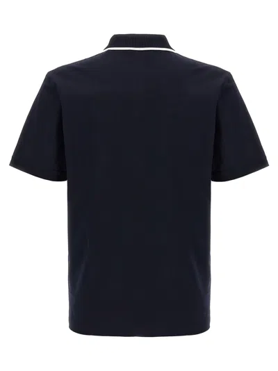 Ferragamo Logo Embroidery Shirt Polo Blue In Black