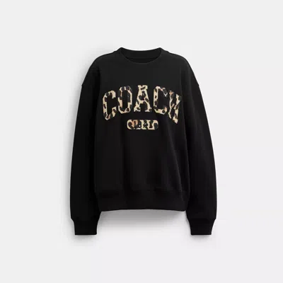 Coach Outlet Leopard Sporty Boyfriend Crewneck In Black