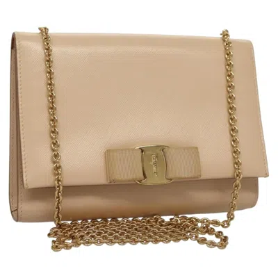 Pre-owned Ferragamo Ginny Crossbody Bag Leather Leather Shoulder Bag Bag () In Sand