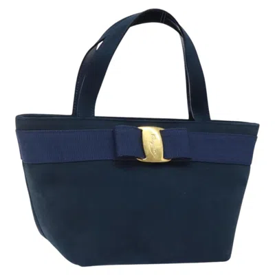 Pre-owned Ferragamo Vala Handbag Suede Suede Handbag () In Blue