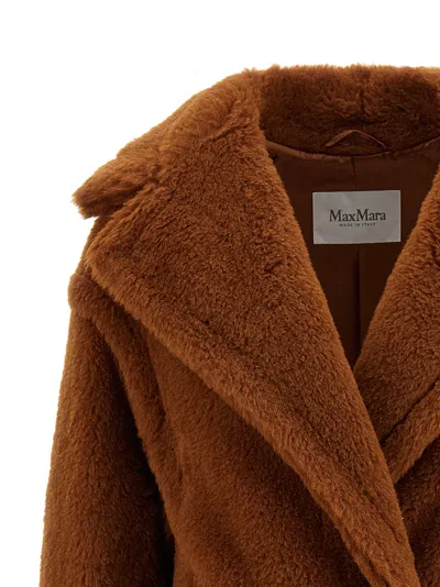 Max Mara Teddy Bear Icon Longline Faux Fur Coat In Brown