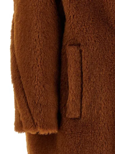 Max Mara Teddy Bear Icon Longline Faux Fur Coat In Brown