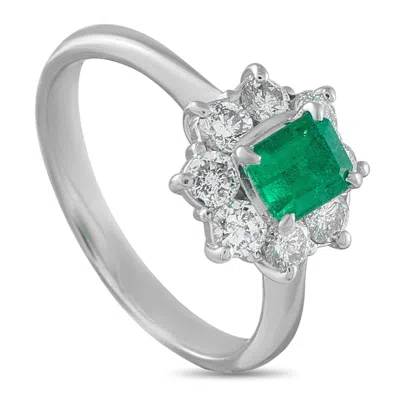 Lb Exclusive Platinum 0.65ct Diamond And Emerald Ring Mf29-101725 In Metallic