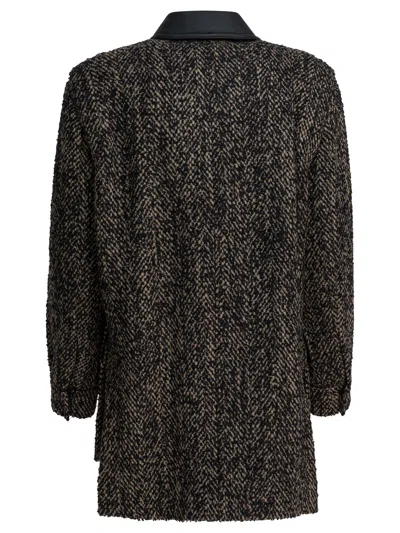 Max Mara Tweed Wool Coat Jackets And Coats Brown In Brown