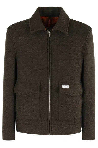 Fay Archive Plush Trucker Jacket In Green