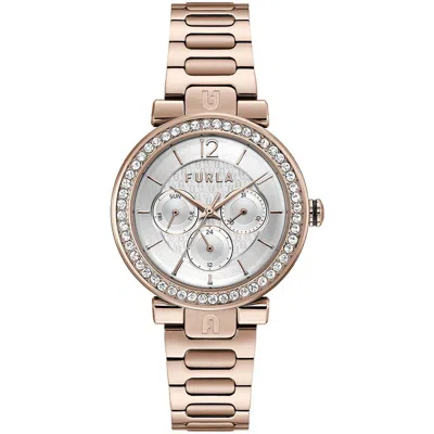 Furla Multicolor Stainless Steel Dress Watch In Gold