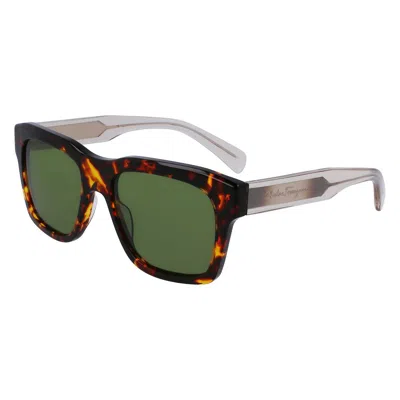 Ferragamo 56mm Polarized Rectangular Sunglasses In Green