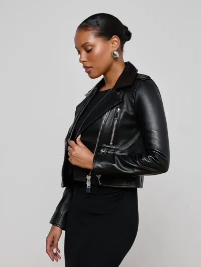 L'agence Blakely Leather Biker Jacket In Black