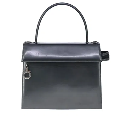 Pre-owned Ferragamo Gancini Handbag Leather Leather Handbag () In Black