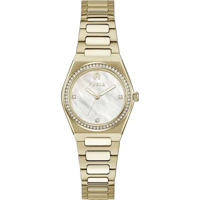Furla Gold Stainless Steel Dress Watch In Gold
