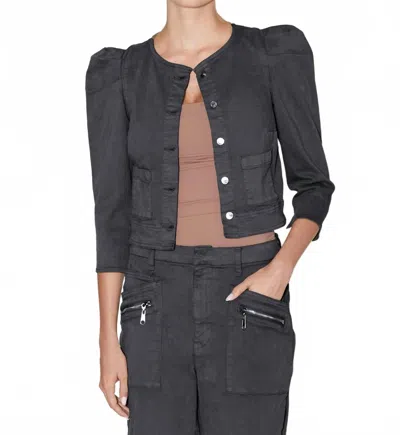 Le Jean Sienna Jacket In Washed Black In Black