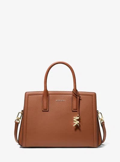 Michael Kors Laila Medium Leather Satchel In Brown