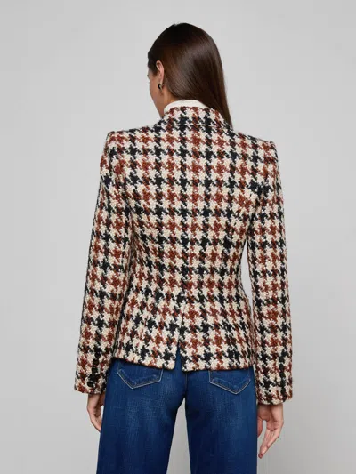 L'agence Marie Houndstooth Tweed Blazer In Brown