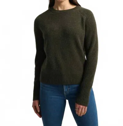 White + Warren Cashmere Waffle Sweatshirt In Thyme Heather In Brown