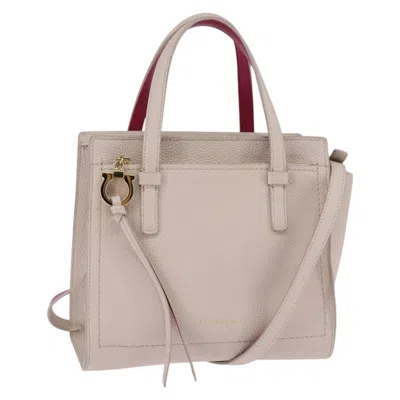Pre-owned Ferragamo Amy Tote Pebbled Leather Leather Handbag () In Sand