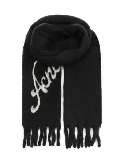 Acne Studios Acne Scarf Logo Scarves And Foulards Black In Black