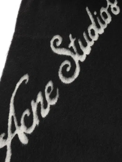 Acne Studios Acne Scarf Logo Scarves And Foulards Black In Black