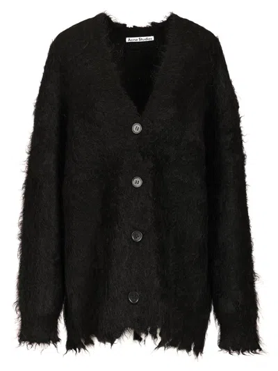 Acne Studios Mohair And Wool Cardigan Knitwear Black In Black