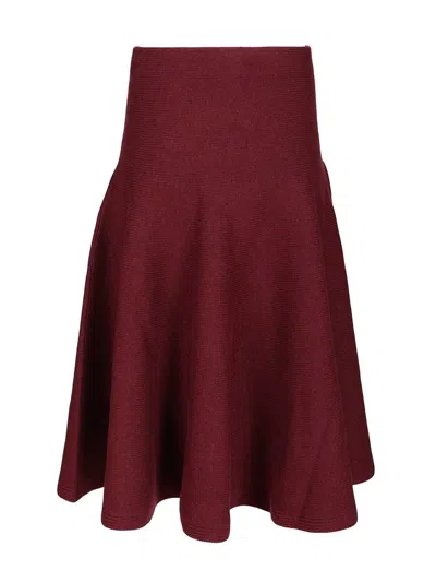 Alaïa Pleated Knitted Cashmere-blend Midi Skirt In Burgundy