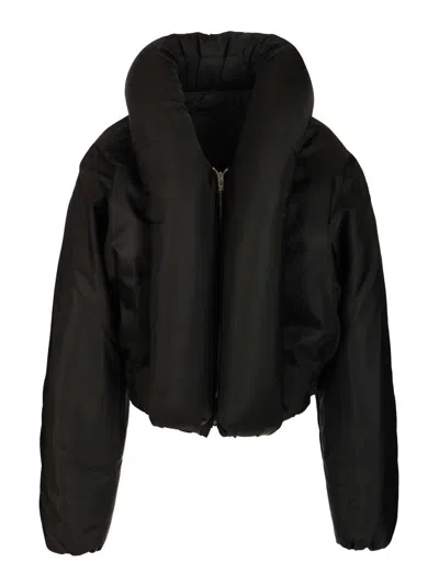 Alaïa Taffeta Padded Bomber Jacket In Black