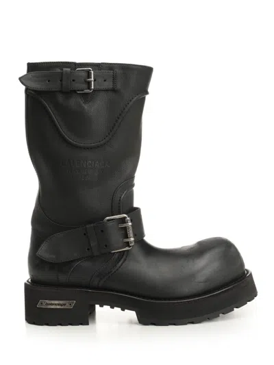 Balenciaga Venom Boots In Worn-out Effect Leather Shoes In Black