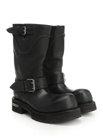 Balenciaga Venom Boots In Worn-out Effect Leather Shoes In Black