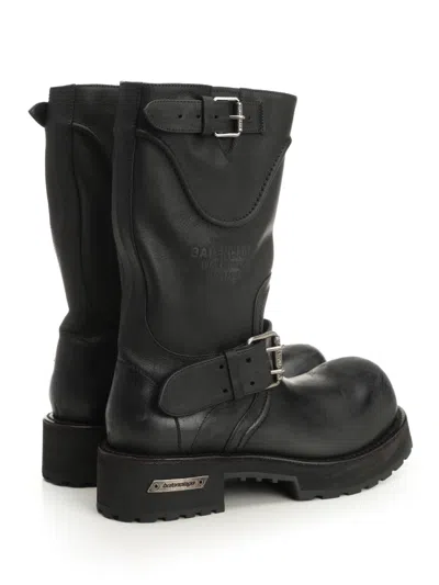 Balenciaga Venom Boots In Worn-out Effect Leather Shoes In Black