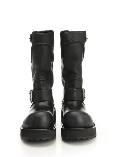Balenciaga Venom Boots In Worn-out Effect Leather Shoes In Black
