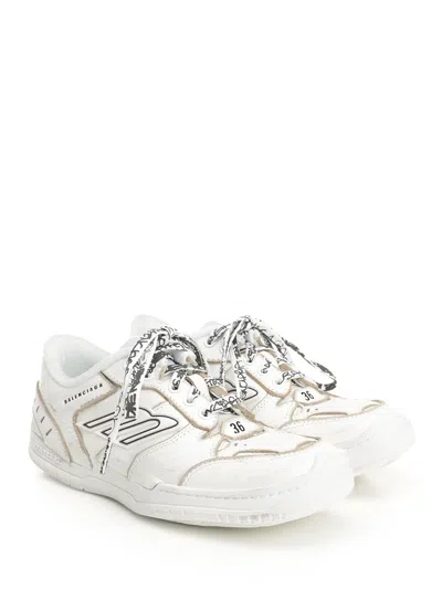 Balenciaga Women Hamptons Worn-out Leather Low-top Sneakers In Neutral