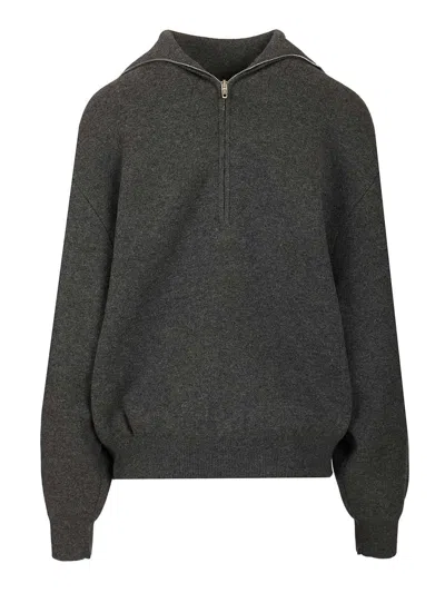 Balenciaga Women Back To Front Sweater In Wool Blend In Gray