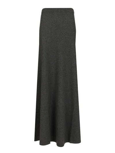 Balenciaga Long Grey Wool Skirt In Gray