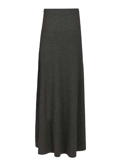 Balenciaga Long Grey Wool Skirt In Gray