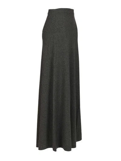 Balenciaga Long Grey Wool Skirt In Gray