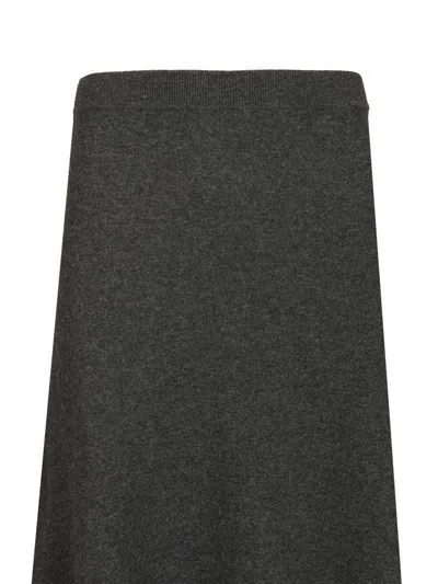 Balenciaga Long Grey Wool Skirt In Gray