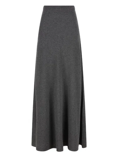 Balenciaga Long Grey Wool Skirt In Gray
