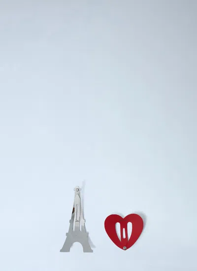 Balenciaga Women Set Of Two Bazaar Snp Hair Clips In Red