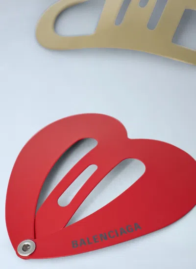Balenciaga Heart Shaped Metallic Hair Accessory Set In Red