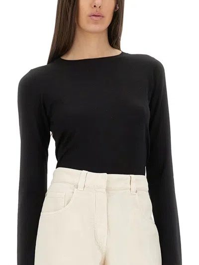 Brunello Cucinelli Boat Neck Cashmere & Lurex Knit Sweater In Black