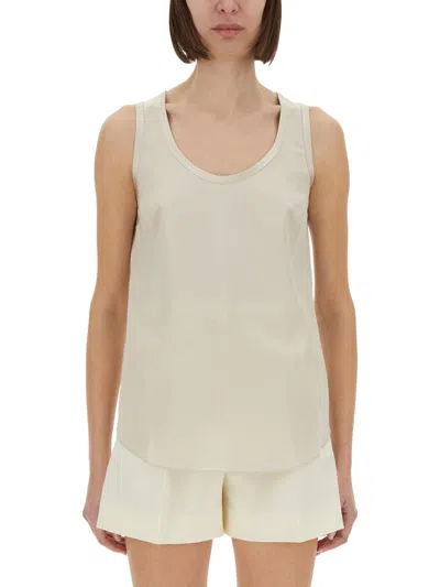 Brunello Cucinelli Stretch Silk Satin Top In Neutral