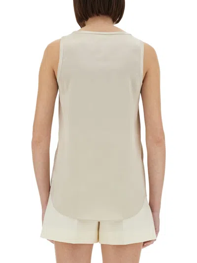 Brunello Cucinelli Stretch Silk Satin Top In Neutral