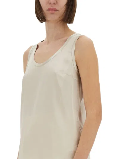 Brunello Cucinelli Stretch Silk Satin Top In Neutral
