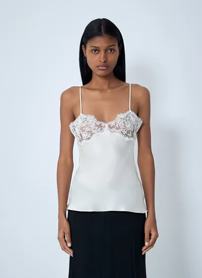 Chloé Women Silk Satin And Lace Tank Top In White