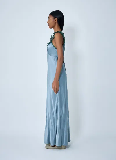 Chloé Women Silk Satin And Lace Maxi Dress In Blue