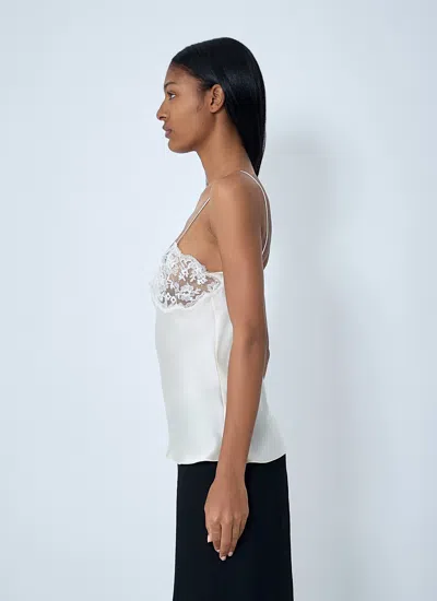 Chloé Women Silk Satin And Lace Tank Top In White