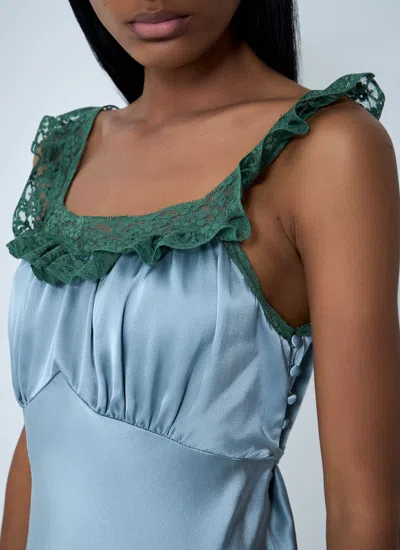 Chloé Women Silk Satin And Lace Maxi Dress In Blue