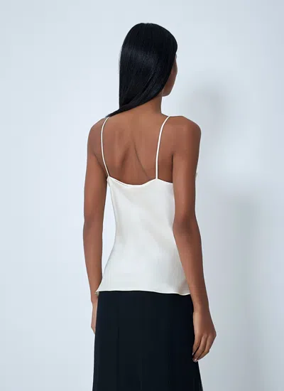 Chloé Women Silk Satin And Lace Tank Top In White