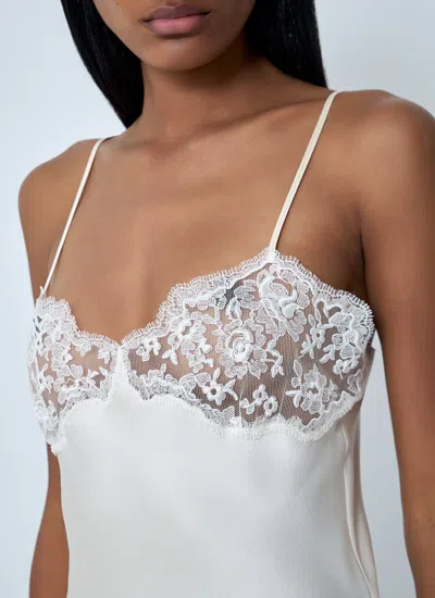 Chloé Women Silk Satin And Lace Tank Top In White