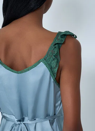 Chloé Women Silk Satin And Lace Maxi Dress In Blue