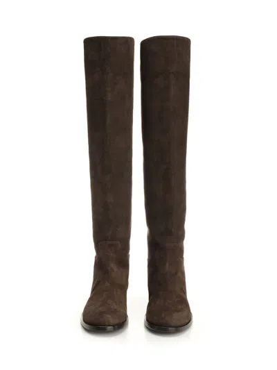 Dolce & Gabbana Women Lambskin Suede Boot In Brown